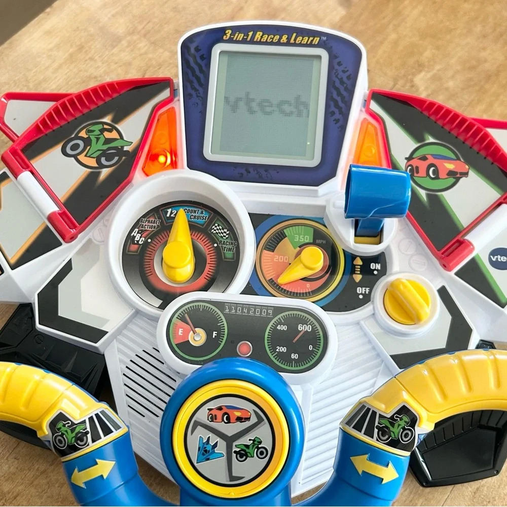 VTech 3-in-1 Race & Learn Toy Car Jet Motorcycle Works Lights Sound